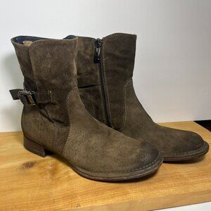 Alberto Fermani Womens Moto Boots Ankle Brown Suede Zip Up Block Heel 36.5 / 6